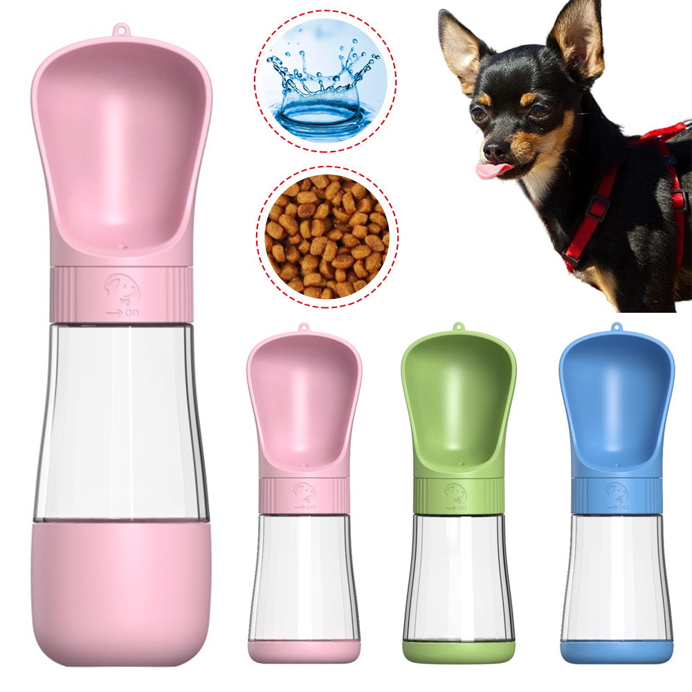 Pet Supplies Coupon - 2 In 1 ขวดน้ําสุนัขแบบพกพาสําหรับสุนัขขนาดเล็กแมวกลางแจ้งเดินชามดื่ม PET Feeder