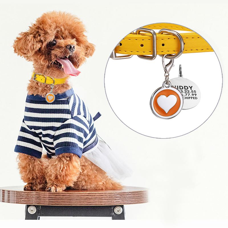 Pet Supplies Login - สัตว์เลี้ยงแมวสุนัขหนังโลหะสแตนเลสสตีล Love Tag Dog Tag ตัวอักษรเลเซอร์