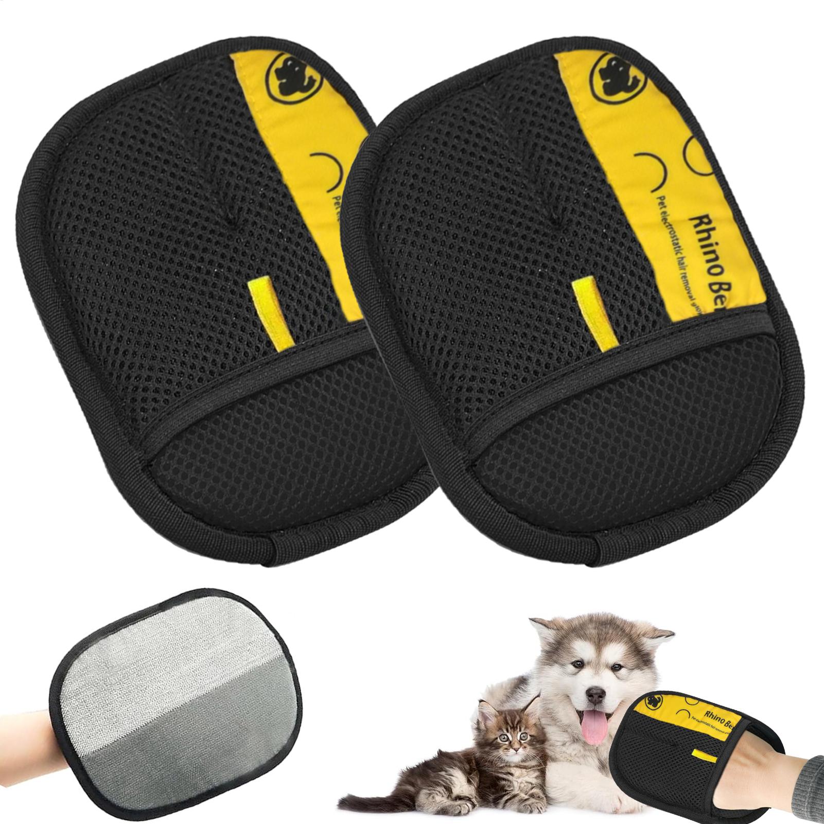 Pet Hair Remover Brush - ถุงมือกำจัดขนสัตว์เลี้ยงแบบป้องกันไฟฟ้าสถิตย์ 1 คู่ สำหรับกำจัดขนสัตว์เลี้ยงที่ตกอยู่ในบ้าน ใช้งานได้ดี ประหยัด