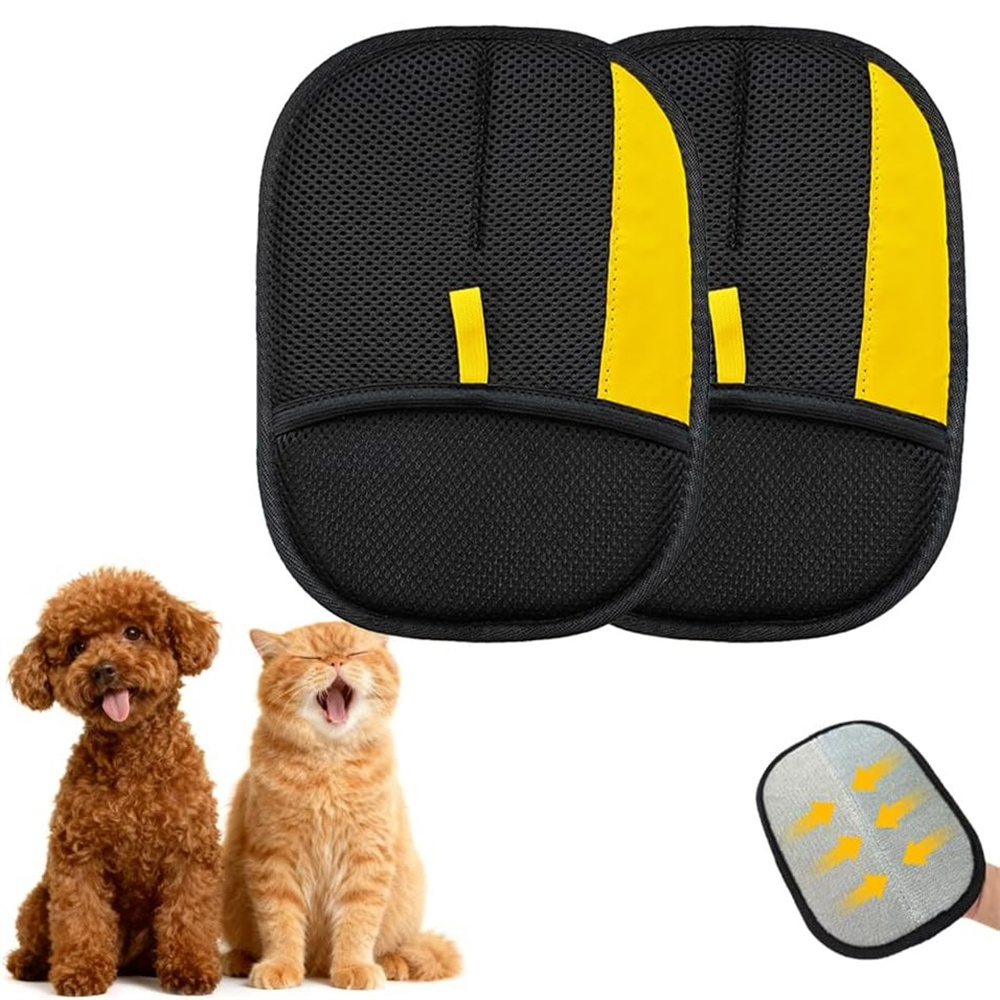 Pet Hair Remover Brush - ถุงมือกำจัดขนสัตว์เลี้ยง 2 ชิ้น ถุงมือแปรงกำจัดขนสัตว์สำหรับสุนัข แมว กระต่าย