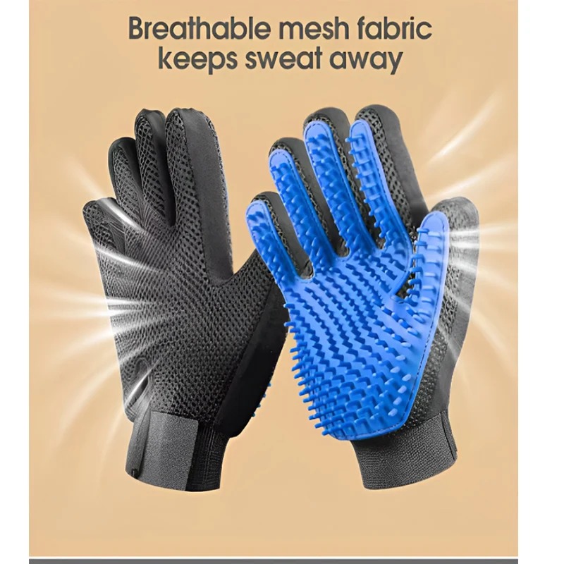 Pet Hair Remover Brush - ถุงมือหวีขนสัตว์เลี้ยง ถุงมือทำความสะอาดสุนัขและแมว แปรงนวดกำจัดขนสัตว์ อุปกรณ์สำหรับสัตว์เลี้ยง อุปกรณ์เสริมสำหรับแมว