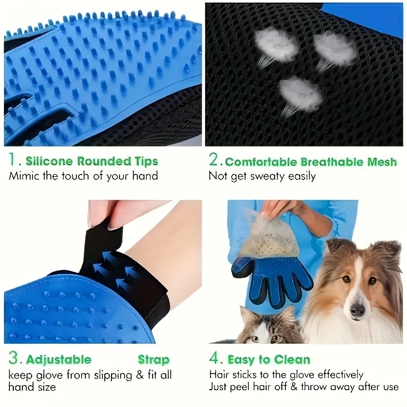 ถุงมือหวีขนสัตว์เลี้ยง ถุงมือท - Pet Hair Remover Brush บทวิจารณ์และราคา
